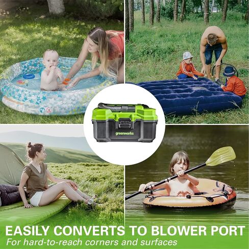 Greenworks 24V Cordless 3Gal Shop الملحقات العارية الرطبة/الجافة، أداة مكنسة كهربائية بدون فرش فقط، أخضر in Kuwait