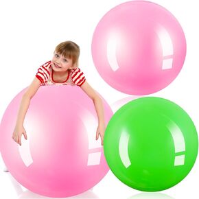 Jenaai Big Bounce Ball Large Rubber Ball Giant Inflatable Ball Inflatable Kickball Outdoor Exercise Ball Jumping Hopping Ball for Outdoor Activity Game Sports Party Decor (2 Pcs)