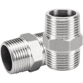 High Pressure Stainless Steel 304 Equal Hex Nipple 1/4" NPT Male x 1/4" NPT Male Straight Connector Pipe Fitting 2pcs
