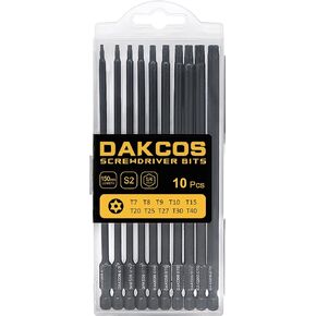 مجموعة لقم توركس مقاومة للعبث مكونة من 11 قطعة من DAKCOS، لقم نجمة أمان من سبائك الفولاذ S2، بطول 4 بوصات T6 - T40