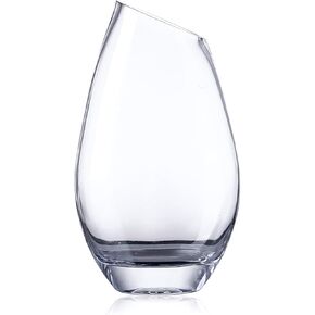 مزهرية زجاجية شفافة ذات حافة بزاوية للقطع المركزية، مزهرية زخرفية لقطع الزفاف المركزية، والحفلات، وغرفة المعيشة، وطاولة الطعام، والمدخل، وديكور المنزل، والرف، والمكتب (6 بوصة عرض × 10 بوصة ارتفاع) in Kuwait