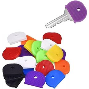 32Pcs Rubber Keycaps Silicone Key Identifier Caps Coloured Key Covers,Half Round Key Covertag Key Handle, Round Key Handle and Professional Commercial Access Control