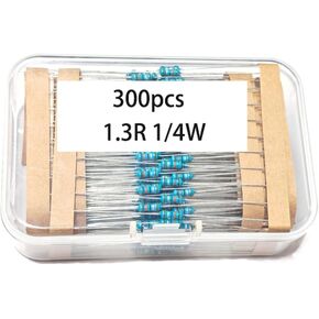 1.3 1/4W, 1.3R1/4W, 1.3 ohm, 1.3 R 1/4W, 1.3Ωresistor, 1.3 ohm resistor, 1.3 ohm Metal resistor, 1.3R Metal Film resistors 1/4w(0.25w) 1% tolerance 0.01 MF Metal Film Fixed Resistor 300 pcs