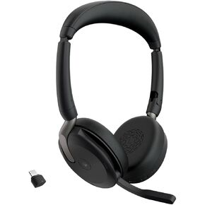 Jabra Evolve2 65 Flex Wireless Stereo Headset - Bluetooth, Noise-Cancelling ClearVoice Technology & Hybrid ANC - Certified for Microsoft Teams - Black