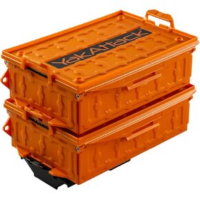 YakAttack TracPak Combo Kit, Set of Two Stacking Fishing Gear Storage Boxes with Track Mount Base, YakAttack Orange (SSO-1002-OR) | Kayak Fishing Accessories