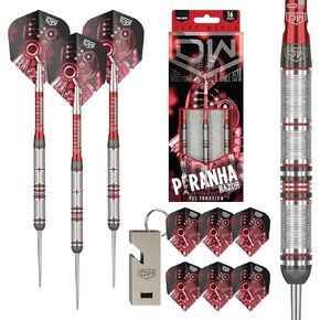DW Piranha Razor 90% Tungsten Steel Tip Darts, Precision Balanced, Accurate and Durable - Perfect for Professional and Recreational Players