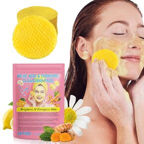 Turmeric Cleansing Pads, Exfoliating, Unclog Pores, Remove Excess Keratin From The Body'S Skin, Helps Balance Skin Oil And Water, Gentle & Non-Irritating, 40PCS