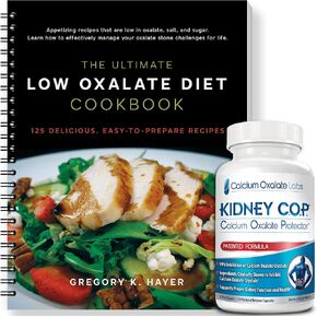 Kidney COP Calcium Oxalate Protector 120 Capsules, Patented Kidney Support for Calcium Oxalate Crystals, Stop Recurrence (Starter Pack - 1 Btl (120 Caps) and 1 Ultimate Low Oxalate Diet Cookbook)