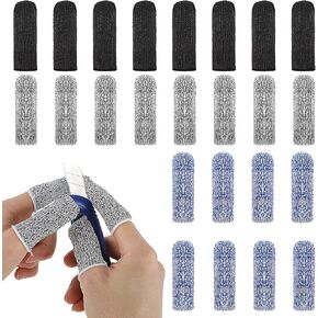 24pcs Finger Sleeve Protectors Breathable Finger Cots, 2.55inch Elastic Fingertip Finger Cover Reusable for Daily Work,Kitchen Cooking Sculpture Crafts（Black Gray Blue） in Saudi Arabia