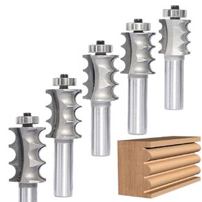 4Pcs Ogee Fillet Router Bit Set,1/4" Shank,Bearing Guided Ogee Mould Bits Radius 4.5mm, 5.7mm,7mm,8.4mm Profile Edge Cutter for Wood Profiling,Routing,Molding