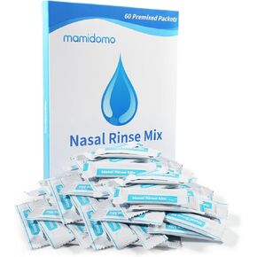 MAMODOMO 2.7g 60 Nasal Rinse Packets, Neti Pot Salt Packets, Individually Wrapped Packets for Saline Packets, Nasal Rinse Salt Packets, Allergy Relief Saline Solution for Neti Pots, Sinus Relief