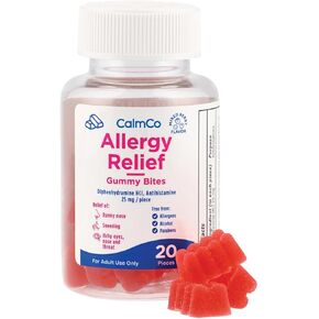 Adult Allergy Relief Gummy Bites, Diphenhydramine HCl, Relieves Allergy Symptoms, Hay Fever, Non-Habit Forming, Pure and Allergen-Free, 20 Count