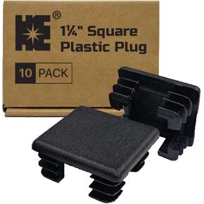 Cosmostar 1.25" Inch (31.75 mm) Square Plastic Plugs - Durable Black End Caps for Metal Tubing, Fences, Chair & Furniture Legs | Easy Glide Protection & Secure Fit -10 Pcs