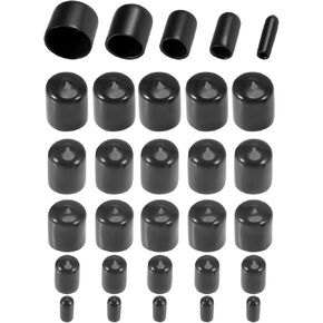 DMiotech 25 Pack 1/8" 1/4" 1/2" 3/4" 15/16" ID Black Screw Thread Protectors Rubber End Caps Bolt Covers for Screw Bolt Furniture Pipe