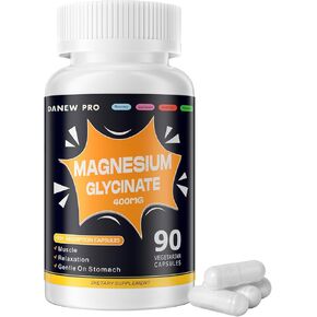 Magnesium Glycinate 400 MG per Serving 100% Chelated for High Absorption, Gentle On Stomach, Non-GMO, 90 Vegetarian Capsules