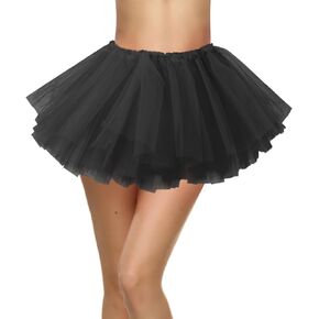 Black Tutu Skirt for Women Adult Tutu Skirt Elastic Girls Skirt Tutu Dance Skirt Running Tutu Skirt, 5 Layered Adult Rave Costume Tutu Skirt, Classic BlackTutu Dress for Girls
