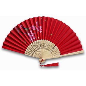 Antique Bamboo Folding Hand Fan Chinese/Japanese Vintage Design Fan for Dancing, Oriental Crafty, Wall Decor Foldable Handheld Fans (White Crane)