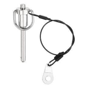 uxcell 2 Pcs Quick Release Pin, 1/2" x 0.5"(Dia. x L) Push-Button Ball Locking Pin 304 Stainless Steel Ring Handle Locking Pin with Wire for Audio Bimini Top Marine, Silver
