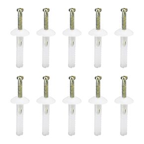3/16" x 1" (D x L) Mushroom Nail Drive Anchors - 10Pack - Good for Furniture Installation - Steel Zinc Nail Nylon Drywall Rivets - White