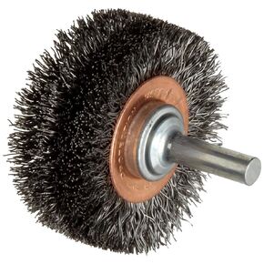 Weiler 17619 2" Wide Face Stem-Mounted Crimped Wire Wheel, .0118" Steel Fill, 1/4" Stem, Made in the USA