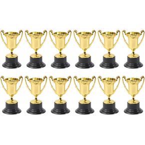 STOBOK Toy Model 12Pack Mini Trophies, Golden Award Trophy Cups First Place Winner Award Trophies Sports Tournament Winning Prizes for Kids Adults Party Favors Trophy Cup