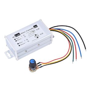 DC Motor Speed Controller, 9-60V DC 20A High Power PWM DC Motor Speed Regulator Stepless Variable Speed Regulator Switch Board with Button Switch and Metal Shell