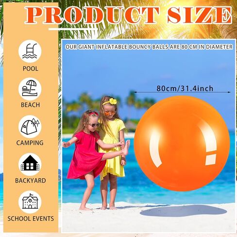Jenaai Big Bounce Ball Large Rubber Ball Giant Inflatable Ball Inflatable Kickball Outdoor Exercise Ball Jumping Hopping Ball for Outdoor Activity Game Sports Party Decor (2 Pcs) in Kuwait
