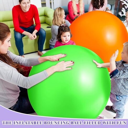 Jenaai Big Bounce Ball Large Rubber Ball Giant Inflatable Ball Inflatable Kickball Outdoor Exercise Ball Jumping Hopping Ball for Outdoor Activity Game Sports Party Decor (2 Pcs) in Kuwait