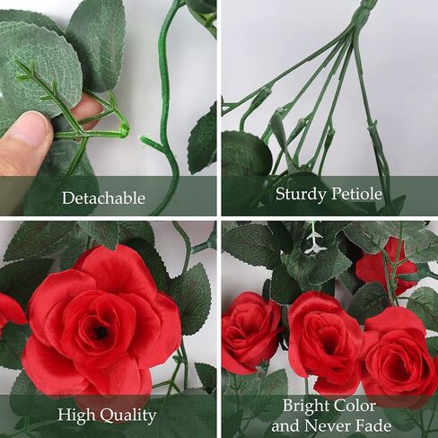 2 Pack Artificial Hanging Flowers, Fake Hanging Plants Colorful Rose Flower Bouquet for Wall Home Room Garden Wedding Indoor Outdoor Spring Decoration (White) in Saudi Arabia