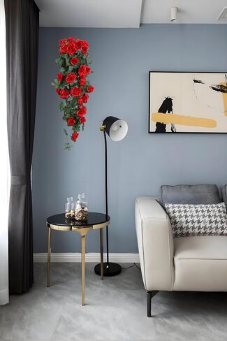 2 Pack Artificial Hanging Flowers, Fake Hanging Plants Colorful Rose Flower Bouquet for Wall Home Room Garden Wedding Indoor Outdoor Spring Decoration (White) in Saudi Arabia