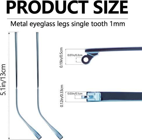 زوج واحد من أذرع استبدال النظارات المعدنية، استبدال ذراع أرجل النظارات العالمية - أرجل أذرع النظارات، براغي، غسالات لولبية، هيكل بديل للنظارات المعدنية لإصلاح النظارات in Kuwait