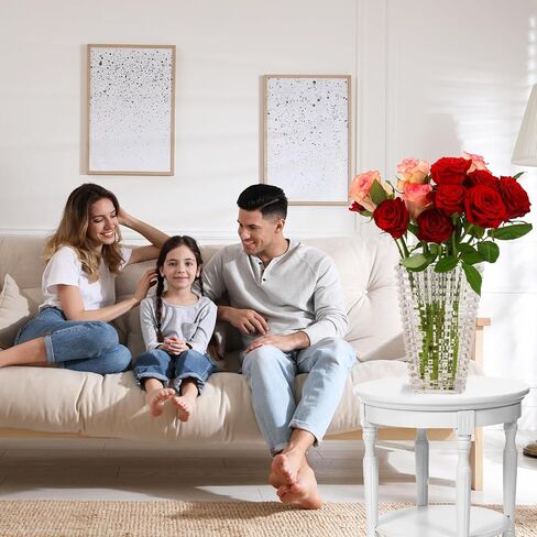 Crystal Vase, Large Clear Glass Vase for Flowers Modern Flower Vases Luxury Home Table Flower Decor Glass Vases for Living Room, Bedroom, Kitchen, Office, Coffee Table, Wedding Decorations (Medium) in Saudi Arabia