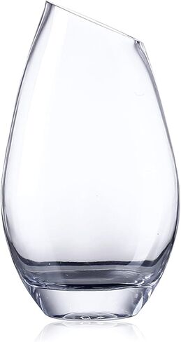 مزهرية زجاجية شفافة ذات حافة بزاوية للقطع المركزية، مزهرية زخرفية لقطع الزفاف المركزية، والحفلات، وغرفة المعيشة، وطاولة الطعام، والمدخل، وديكور المنزل، والرف، والمكتب (6 بوصة عرض × 10 بوصة ارتفاع) in Kuwait