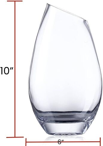 مزهرية زجاجية شفافة ذات حافة بزاوية للقطع المركزية، مزهرية زخرفية لقطع الزفاف المركزية، والحفلات، وغرفة المعيشة، وطاولة الطعام، والمدخل، وديكور المنزل، والرف، والمكتب (6 بوصة عرض × 10 بوصة ارتفاع) in Kuwait