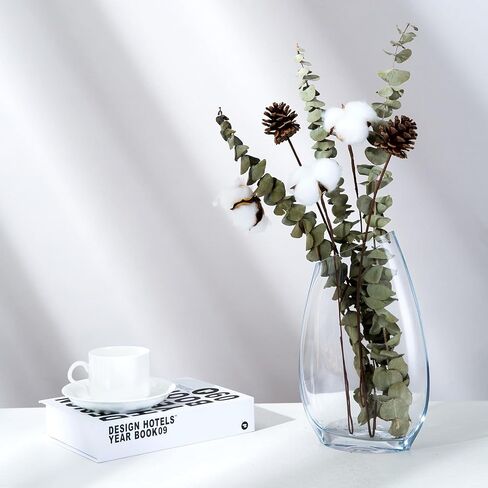 مزهرية زجاجية شفافة ذات حافة بزاوية للقطع المركزية، مزهرية زخرفية لقطع الزفاف المركزية، والحفلات، وغرفة المعيشة، وطاولة الطعام، والمدخل، وديكور المنزل، والرف، والمكتب (6 بوصة عرض × 10 بوصة ارتفاع) in Kuwait