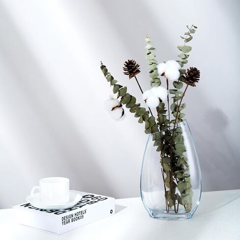 مزهرية زجاجية شفافة ذات حافة بزاوية للقطع المركزية، مزهرية زخرفية لقطع الزفاف المركزية، والحفلات، وغرفة المعيشة، وطاولة الطعام، والمدخل، وديكور المنزل، والرف، والمكتب (6 بوصة عرض × 10 بوصة ارتفاع) in Kuwait