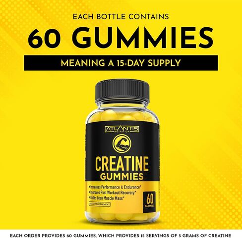 Creatine Monohydrate Gummies for Strength & Athletic Performance - 5g Creatine Per Serving - Creatine Chews to Build Muscle, Increase Performance & Improve Post Workout Recovery - 60 Gummies in Saudi Arabia
