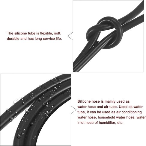 MECCANIXITY خرطوم أنابيب السيليكون 1/4 "ID 3/8" OD 3.3ft أسود لأنبوب هواء خرطوم المياه in Kuwait