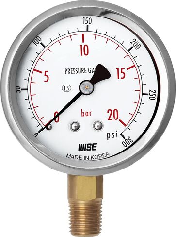 مقياس ضغط الخدمة العامة WISE P254 63 مم (2 بوصة)، قرص 1/4 بوصة NPT(M)، اتصال سفلي، 0 ~ 70 بار/0 ~ 1000 رطل لكل بوصة مربعة (النوع الجاف)، صنع في كوريا in Kuwait