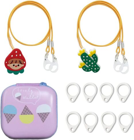 Hearing aid Clips otoclip to Prevent Loss for Children Adults, Anti-Lost Hearing aid Lanyard Protector BTE Clip Holder Rope with Silicone Loops and PU Carry case (Strawberry, Two Ear) in Saudi Arabia