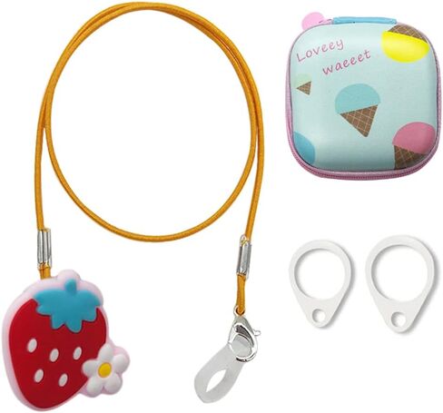 Hearing aid Clips otoclip to Prevent Loss for Children Adults, Anti-Lost Hearing aid Lanyard Protector BTE Clip Holder Rope with Silicone Loops and PU Carry case (Strawberry, Two Ear) in Saudi Arabia