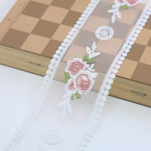 Sourcemall Lace Trim Ribbon, Delicate Cotton Embroidery Ribbon for Wedding/Bridal Decoration, DIY Craft Sewing, Home Decoration, 10 Yards in Kuwait