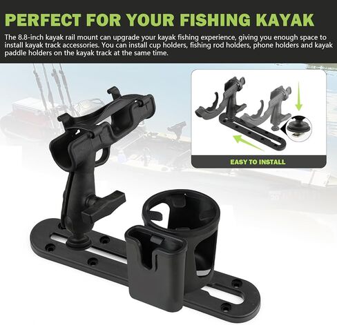 مسار كاياك، مسار كاياك منخفض المستوى، مسار سكة حديد كاياك 8.8 بوصة، مسار تثبيت ملحقات كاياك، مسار معدات كاياك لصيد الأسماك، حامل مجداف، حامل أكواب، مرابط مرساة (عبوتان) in Kuwait