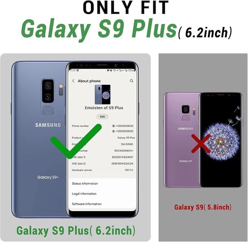 SUANPOT لهاتف Samsung Galaxy S9+ / S9 Plus 6.2 (Non S9 5.8") حافظة محفظة جلدية مع حامل بطاقة الائتمان RFID، غطاء هاتف خلوي قابل للطي من البولي يوريثان وجيب مقاوم للصدمات للرجال والنساء باللون الأسود in Kuwait