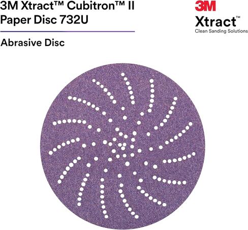 3M Hookit Clean Sanding Paper Disc 732U - 120+ Grit Vacuum Sanding Disc - C-Weight Backing, Hook and Loop Attachment - 6' in Saudi Arabia