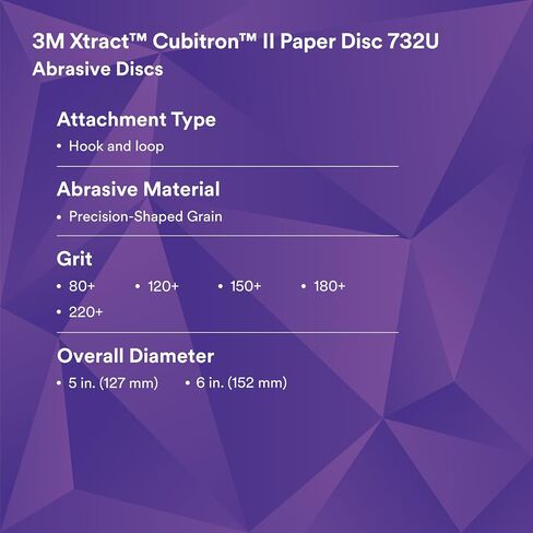 3M Hookit Clean Sanding Paper Disc 732U - 120+ Grit Vacuum Sanding Disc - C-Weight Backing, Hook and Loop Attachment - 6' in Saudi Arabia