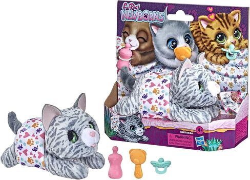 furReal Hasbro Newborns Puppy Interactive Animatronic Plush Toy: Electronic Pet with Sound Effects and Closing Eyes,for Kids Ages 4 and up in Kuwait