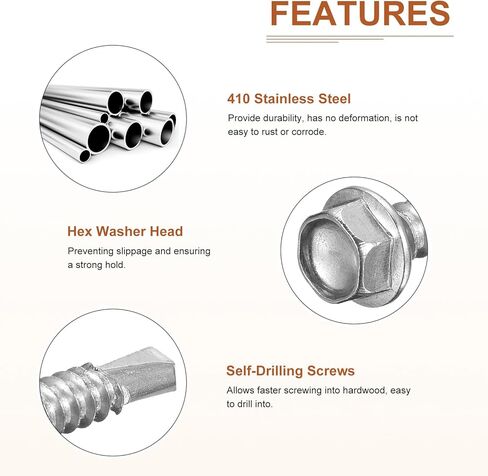 300Pcs #8x3/4" Hex Washer Head Self Drilling Screws, 410 Stainless Steel Self Tapping Sheet Metal Screw Set with Hex Bit Socket in Saudi Arabia