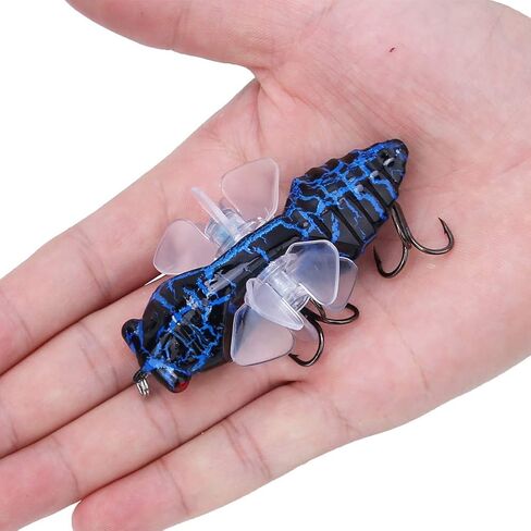 Vbest life Bionic Cicada Shape Fishing Bait, 7.5cm Hard Artificial Fish Lure Fishing Bait Hook with Rotating Spins in Kuwait