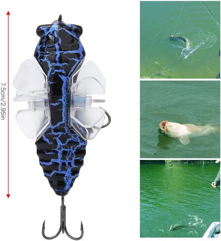 Vbest life Bionic Cicada Shape Fishing Bait, 7.5cm Hard Artificial Fish Lure Fishing Bait Hook with Rotating Spins in Kuwait